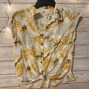 Leopard crop top w/ tie bottom